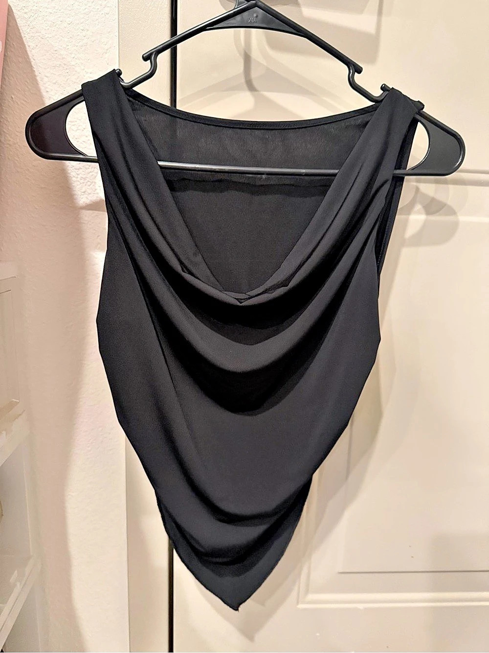Black Draped Neck Tank Top Like New
